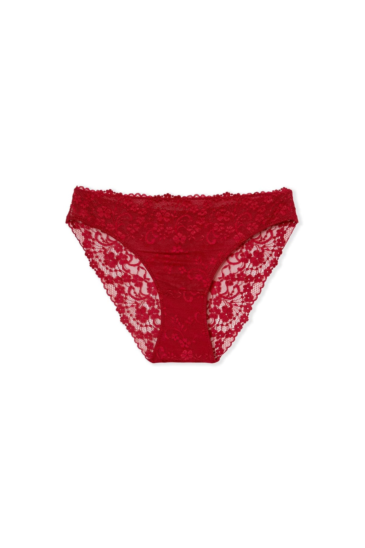 Culotte en dentelle in red, flat lay - Etam