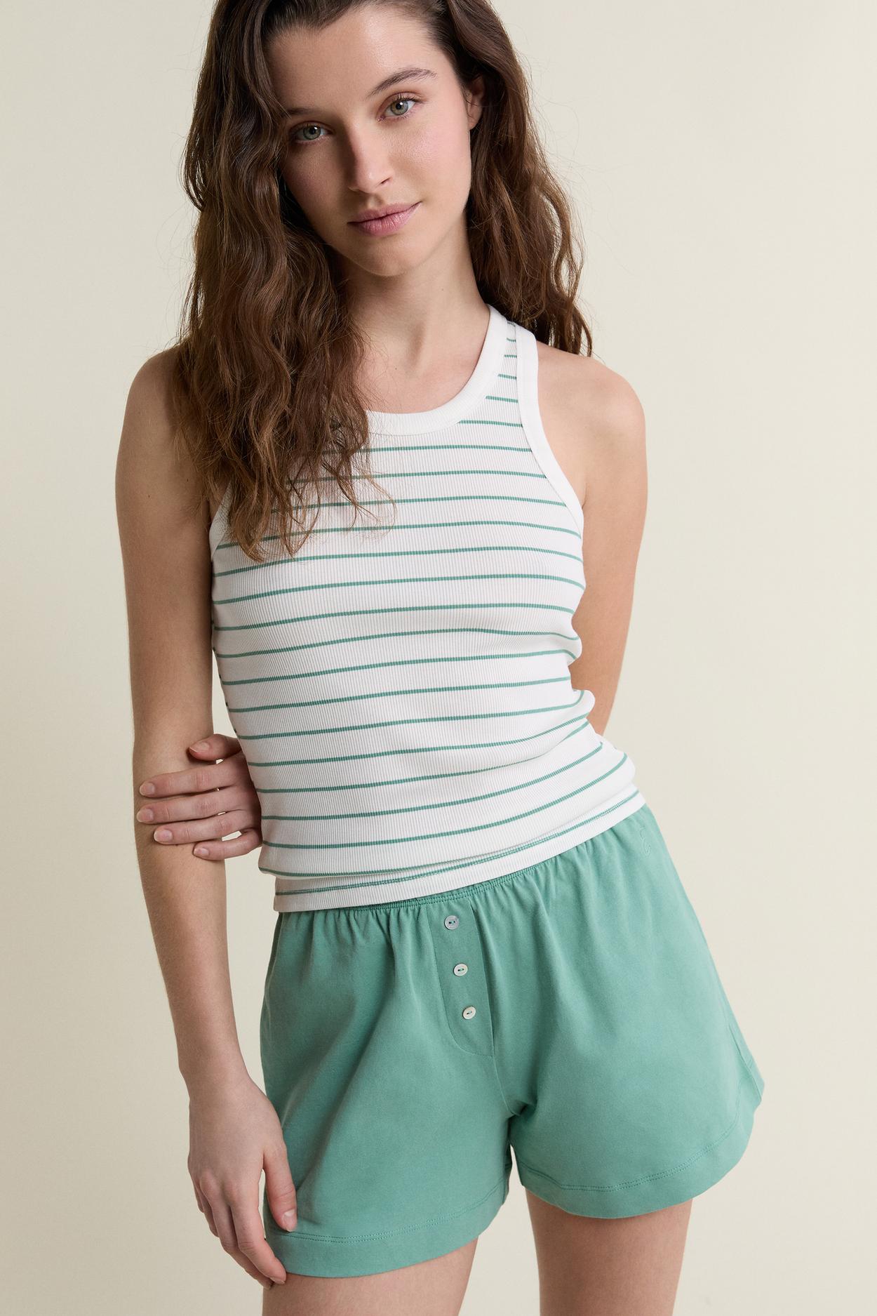 Tank Top Round Neck Pajama Top With Cotton