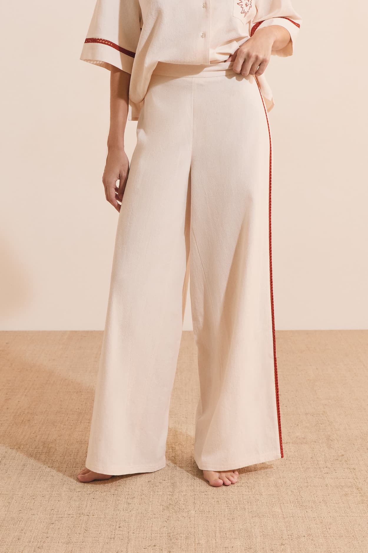 Pyjama Pants With Side Stripes In Cotton - Lin